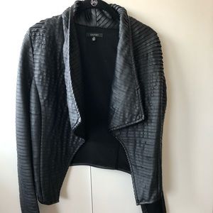 Soft Ribbed Faux Leather Jacket